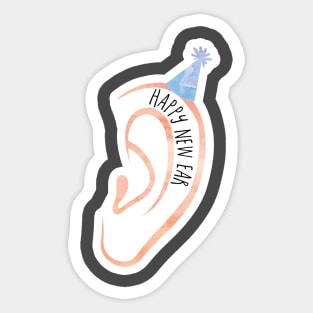 Happy New Ear - New Year's funny, joke, pun, gift Sticker